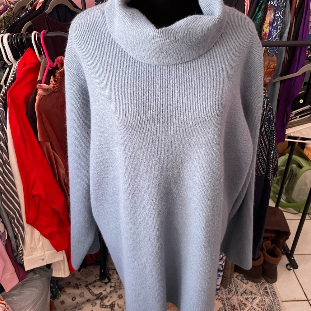 Cozy Sky Blue Cowl Neck Sweater